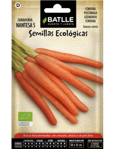 Semillas de zanahoria nantesa 5 Bio...