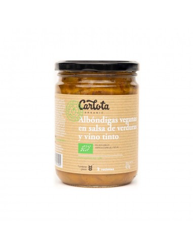 Albóndigas veganas en verduras y vino...