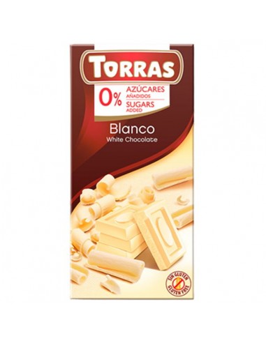 Chocolate blanco sin azúcar 75g Torras