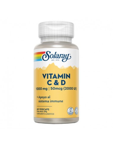 Vitamin C y D 60vegcaps Solaray