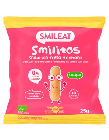 Smilitos de fresa y plátano Bio 25g...
