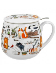 Taza Lazy DUO de porcelana con filtro de acero inoxidable y tapa de 400 ml