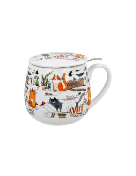 Taza Lazy DUO de porcelana con filtro de acero inoxidable y tapa de 400 ml