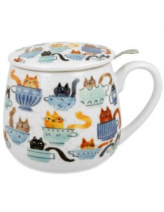 Taza Teacups DUO de porcelana con filtro de acero inoxidable y tapa de 400 ml