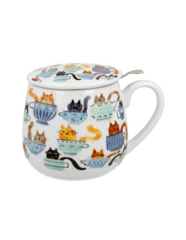 Taza Teacups DUO de porcelana con filtro de acero inoxidable y tapa de 400 ml