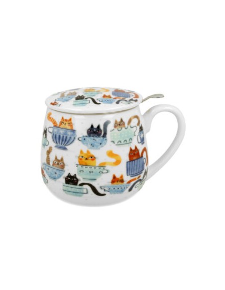 Taza Teacups DUO de porcelana con filtro de acero inoxidable y tapa de 400 ml
