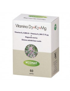 Vitamina D3+K2+Mg 60 perlas...