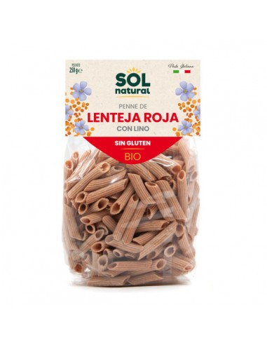 Penne de lenteja roja con lino Bio...