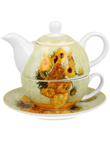 Set sunflowers, porcelana tea for one