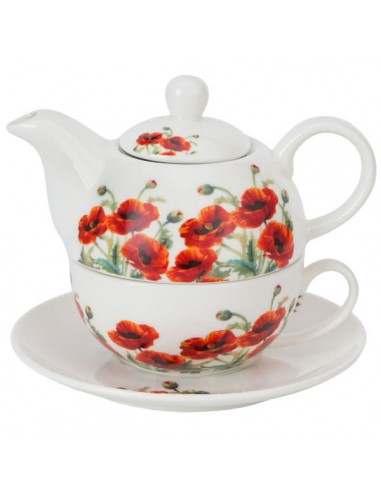 Set poppies, porcelana tea for one DUO