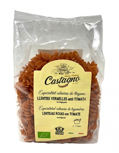 Espirales de lenteja roja y tomate...