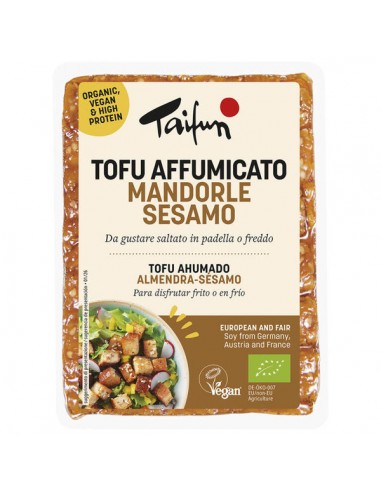 Tofu ahumado con almendra y sésamo...