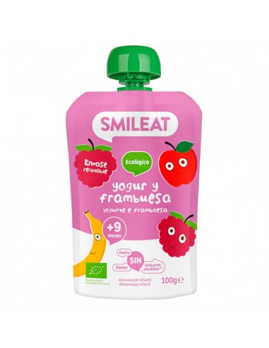 Pouch de yogur y frambuesa Bio 100g...