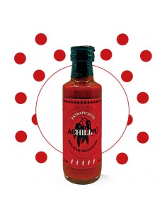 Botella de Salsa Extrapicante 100 ml Achilipú elaborada con chile 7 Pot Douglah y Habanero Chocolate. 2