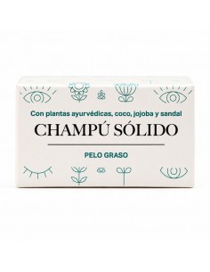 Champú sólido pelo graso Alambiqe con plantas ayurvédicas, coco, jojoba y sándalo 90g