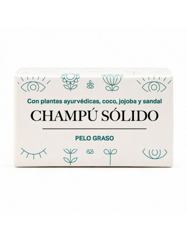 Champú sólido pelo graso Alambiqe con plantas ayurvédicas, coco, jojoba y sándalo 90g