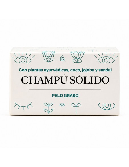 Champú sólido pelo graso Alambiqe con plantas ayurvédicas, coco, jojoba y sándalo 90g
