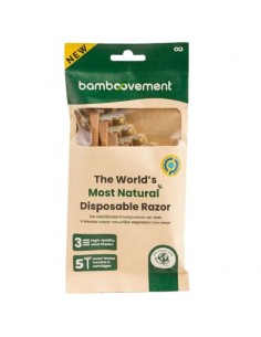 Pack de 5 maquinillas de afeitar Bamboovement con tres cuchillas de acero de alta calidad y mango elaborado a partir de residuo