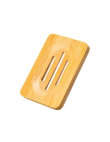 Jabonera rectangular de bambú Bamboovement fabricada en bambú moso natural con ranuras de drenaje y apoyos antideslizantes. Acc