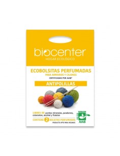 Antipolillas natural Biocenter para armarios y cajones con bolsitas perfumadas ecológicas y accesorios de papel reciclado.