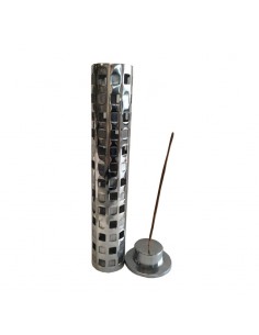 Incensario tubular redondo fabricado en aluminio para sticks de incienso de la marca Radhe Shyam.
