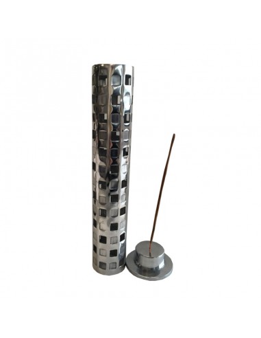 Incensario tubular redondo fabricado en aluminio para sticks de incienso de la marca Radhe Shyam.