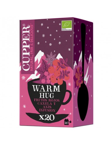 Infusión ecológica Winter Warm Hug de Cupper elaborada con hibisco, canela, regaliz, escaramujo, anís estrellado y naranja en f