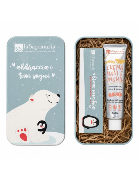 Cofre regalo La Saponaria con crema de manos y uñas con fitoqueratina y lima Bosque de Invierno