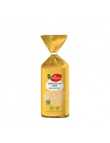 Bolsa de tortitas de maíz sin gluten ecológicas de 130 gramos de El Granero Integral.