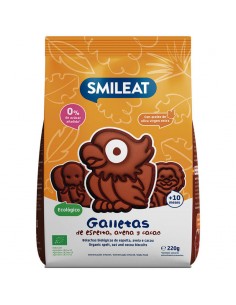 Galletas de cacao Bio Smileat 220g elaboradas con espelta, avena y aceite de oliva virgen extra ecológicos