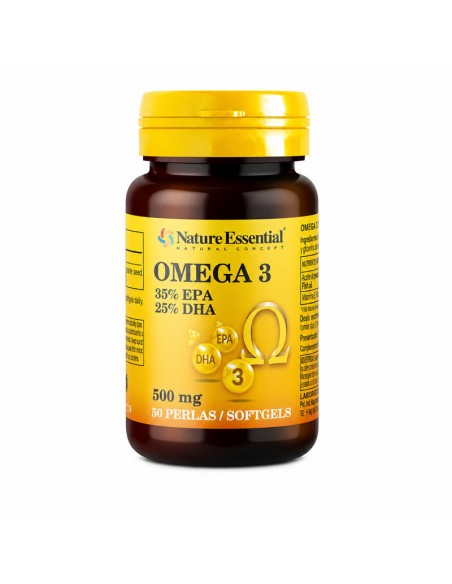 Omega 3 35% EPA 25% DHA 500mg 50 perlas Nature Essential en envase original.