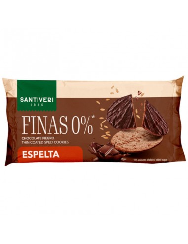Galletas finas 0% bañadas en chocolate negro de espelta 90g Santiveri