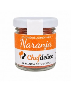 Colorante alimentario anaranjado en polvo Chefdelice formato 20g para repostería y decoración