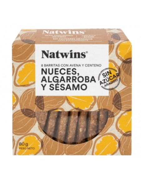 Barritas de avena y centeno con nueces, algarroba y sésamo Natwins 80g