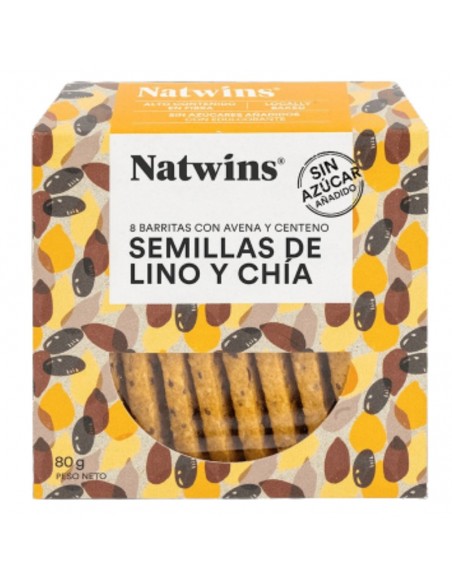 Barritas Natwins de avena y centeno con semillas de lino, chía, sésamo y girasol 80g