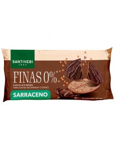 Galletas finas de trigo sarraceno cubiertas con chocolate negro 90g Santiveri