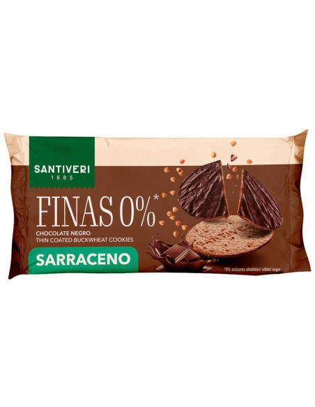 Galletas finas de trigo sarraceno cubiertas con chocolate negro 90g Santiveri