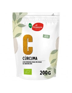 CP Cúrcuma y Pimienta Bio 200g El Granero complemento alimenticio ecológico con cúrcuma y pimienta negra en polvo.