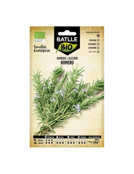 Romero ecológico Batlle semillas ecológicas de planta aromática perenne ideal para huerto y jardín.
