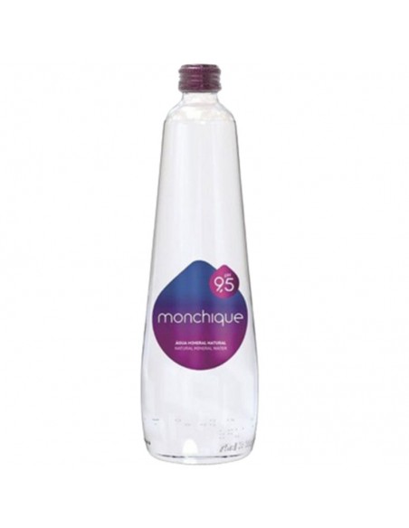 Agua mineral natural alcalina pH 9,5 en botella de vidrio de 750ml Monchique