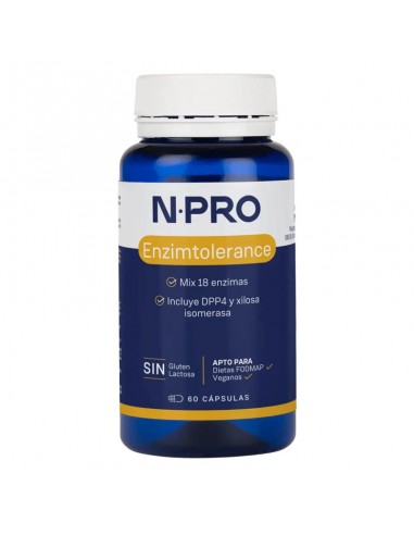 Enzimtolerance 60 cápsulas NPro complemento alimenticio con complejo de enzimas digestivas