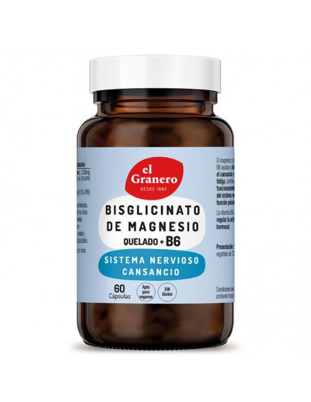 Bisglicinato de magnesio con B6 60 cápsulas 730mg El Granero Integral