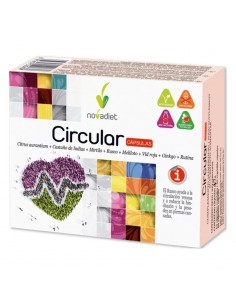 Circular Cápsulas Novadiet complemento alimenticio con castaño de indias, rusco, mirtilo, meliloto, vid roja, ginkgo y rutina p