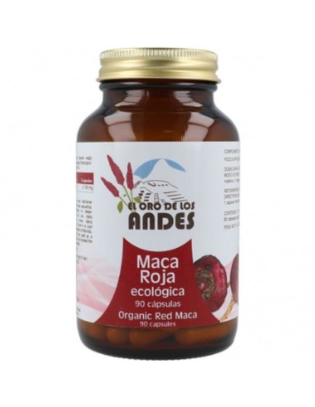 Maca roja 90 cápsulas 700mg El Oro de los Andes complemento alimenticio ecológico con maca roja peruana