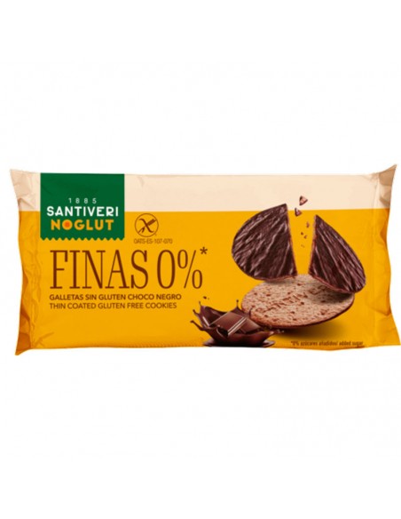 Galletas finas 0% bañadas en chocolate negro sin gluten 88g Santiveri.