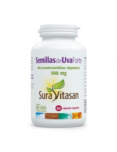 Semillas de uva Forte 60 cápsulas Sura Vitasan complemento alimenticio con extracto de semillas de uva y arándano rojo.