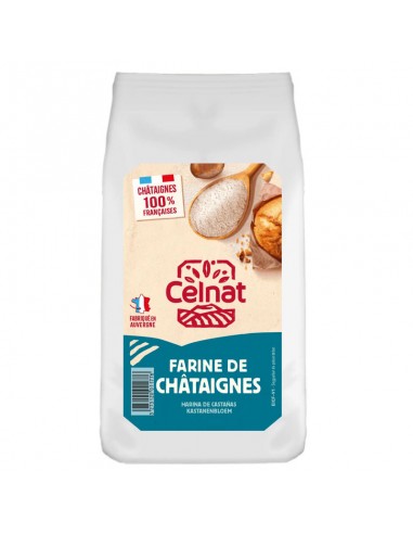 Harina de castañas de Francia Bio 500g Celnat elaborada con castañas ecológicas molidas.