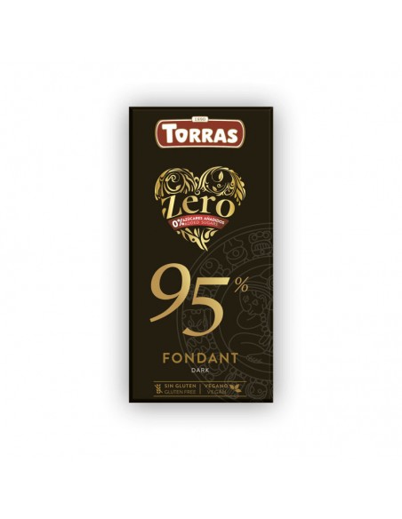 Chocolate negro 95% Zero azúcar 100g Torras con alto contenido en cacao y sin azúcares añadidos.