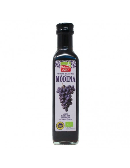 Vinagre balsámico de Módena Bio 250ml La Finestra Sul Cielo elaborado con vinagre de vino y mosto de uva ecológicos.