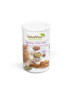 Bombay Chai Latte Bio 250g Salud Viva preparado para bebida con té negro, cacao y especias aromáticas.